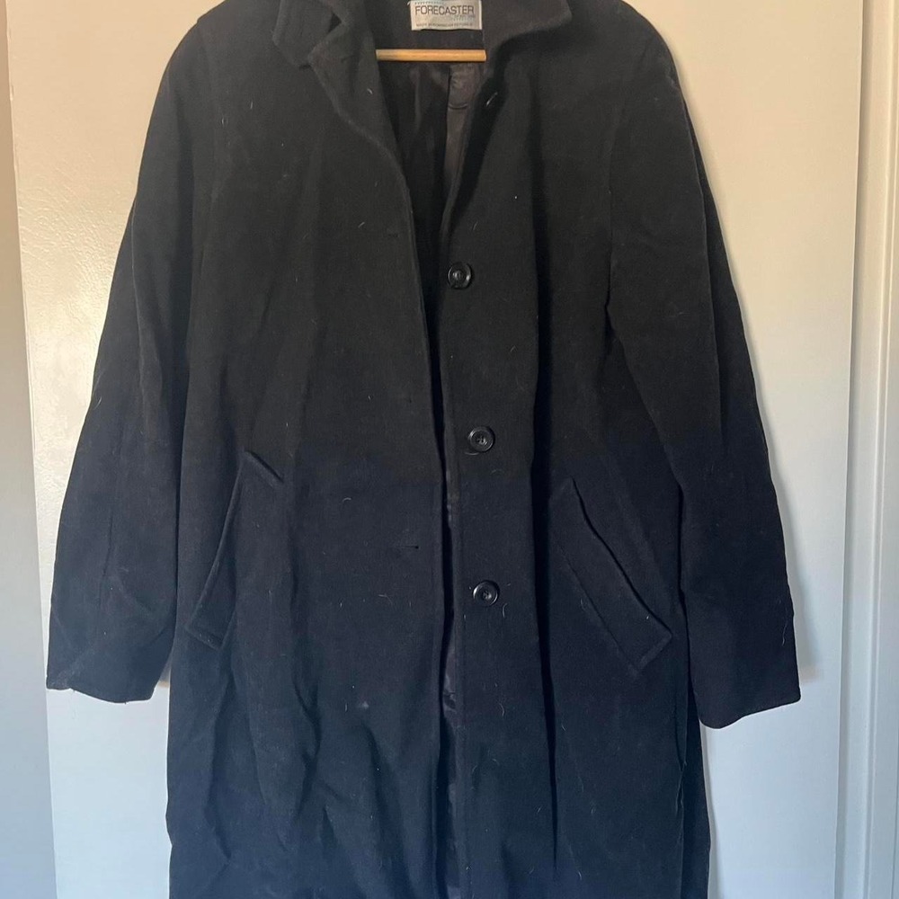 Forecaster of Boston Vintage Black Lambswool Blend Trench Coat Size 4